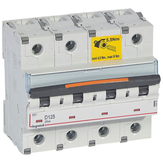 Legrand Leitungsschutzschalter, Automat 409855 DX3 D125A 4P 25KA 6M