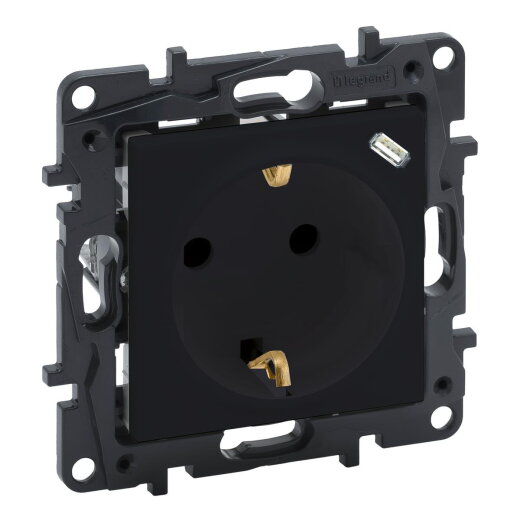 Legrand SCHUKO-Steckdose 864527 Niloe Step mit USB-C schwarz