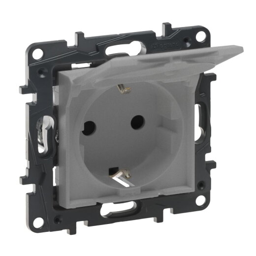 Legrand SCHUKO-Steckdose 864363 Niloe Step Klappd. aluminium