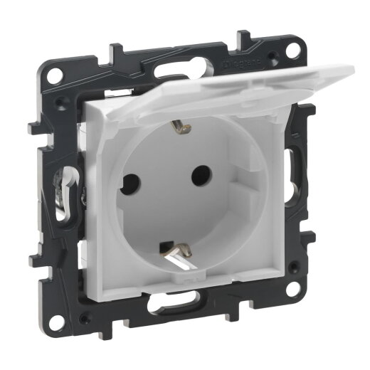 Legrand SCHUKO-Steckdose 864163 Niloe Step Klappd. ultraweiß