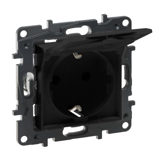 Legrand SCHUKO-Steckdose 864563 Niloe Step Klappdeckel schwarz