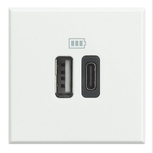 Bticino Netz-/Ladeteil Axolute USB A+C 2-modulig Weiß