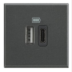 Bticino Netz-/Ladeteil Axolute USB A+C 2-modulig Anthrazit