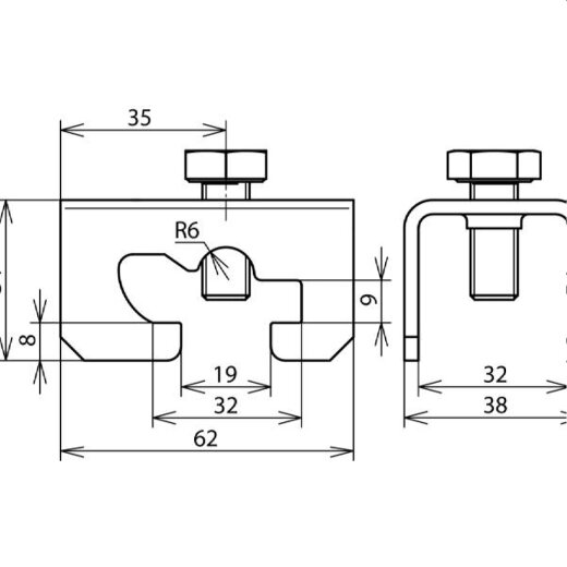 Dehn & Söhne Verbindungsklemme 308120 VK EH R10 F30 ST zum Einhaken