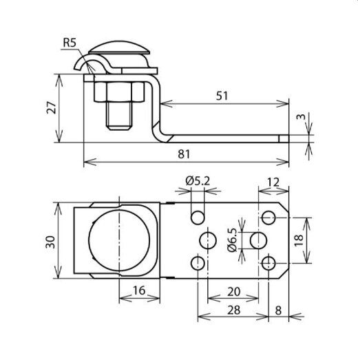 Dehn & Söhne Anschlusslasche 377100 Z-Form  Al