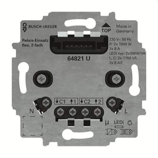 Busch-Jaeger Relaiseinsatz 64821 U flex 2-fach