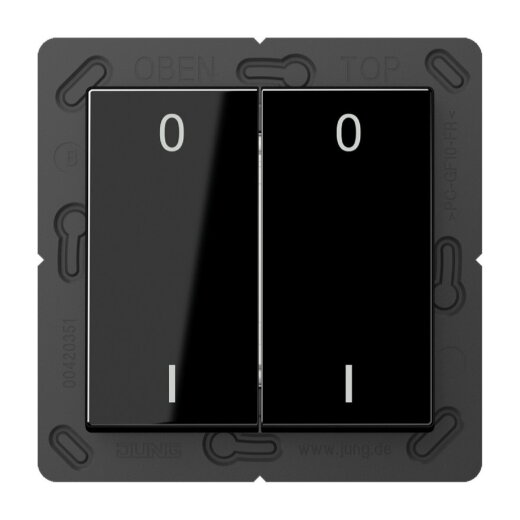 Jung EnOcean Funk-Wandsender 4-kanalig, Symbole 0 I, Serie A, schwarz ENOA595-01SW