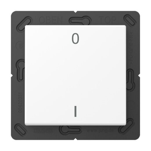 Jung EnOcean Funk-Wandsender 2-kanalig, Symbole 0 I, Serie A, schneeweiß matt ENOA590-01WWM