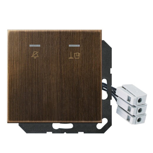 Jung Hotelabdeckung mit LED-Einheit 230 V, Außenstelle, Serie LS, Messing antik MECUKO5M230AT