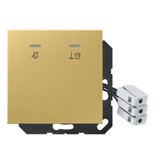 Jung Hotelabdeckung mit LED-Einheit 24 V, Außenstelle, Serie LS, Messing classic MECUKO5M24C