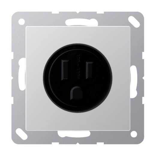 Jung Steckdose, US-Norm NEMA, 15 A 125 V ~, Schraubklemmen, ohne Krallen, Thermoplast lackiert, Serie A, aluminium A521-15AL