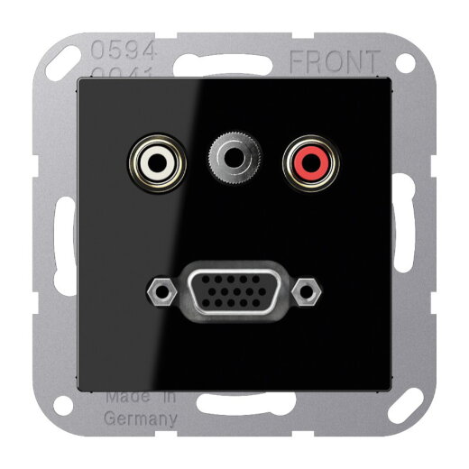Jung Multimedia-Anschlusssystem Cinch Audio / Miniklinke 3,5 mm / VGA, Serie A, schwarz MAA1072SW