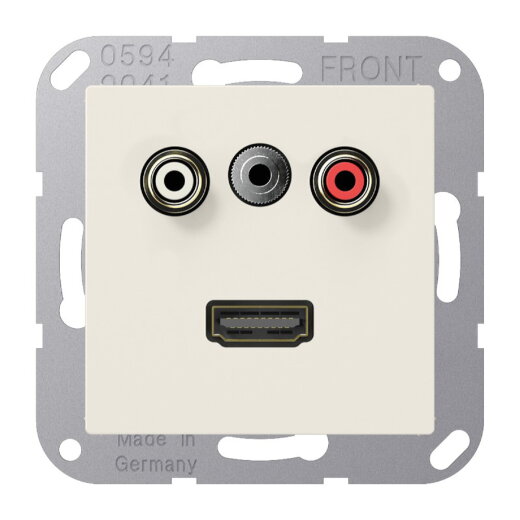 Jung Multimedia-Anschlusssystem Cinch Audio / Miniklinke 3,5 mm / HDMI, Serie AS, weiß MAA1082