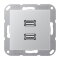 Jung Multimedia-Anschlusssystem 2 x USB 2.0, Serie A, aluminium MAA1153AL