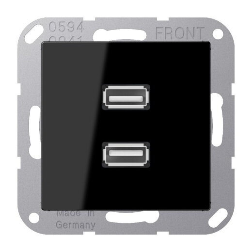 Jung Multimedia-Anschlusssystem 2 x USB 2.0, Serie A, schwarz MAA1153SW