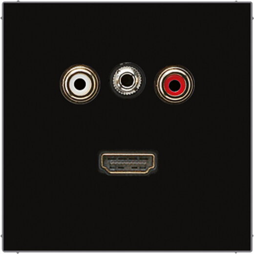 Jung Multimedia-Anschlusssystem Cinch Audio / Miniklinke 3,5 mm / HDMI, Serie LS, schwarz MALS1082SW