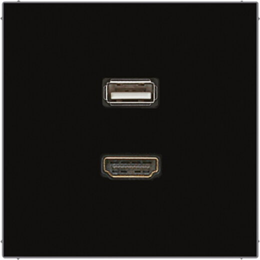 Jung Multimedia-Anschlusssystem HDMI / USB 2.0, Serie LS, schwarz MALS1163SW