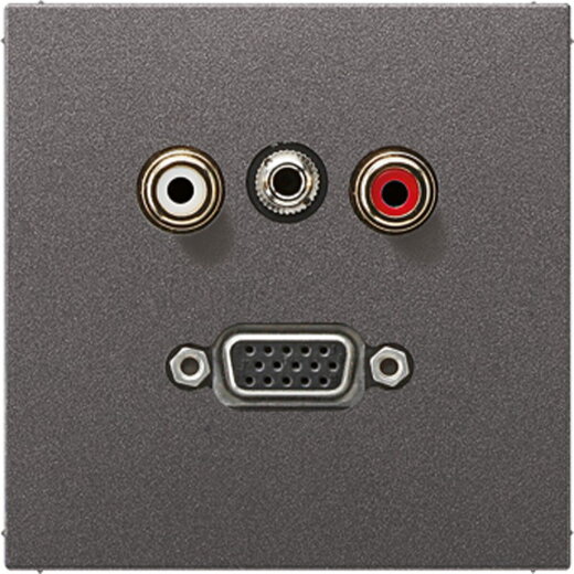 Jung Multimedia-Anschlusssystem Cinch Audio / Miniklinke 3,5 mm / VGA, Serie LS, anthrazit (lackiertes Aluminium) MAAL1072AN