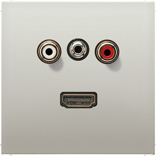 Jung Multimedia-Anschlusssystem Cinch Audio / Miniklinke 3,5 mm / HDMI, Serie LS, Edelstahl MAES1082