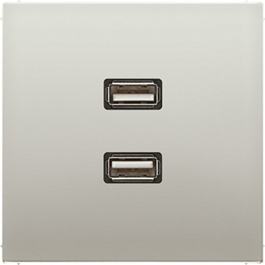 Jung Multimedia-Anschlusssystem 2 x USB 2.0, Serie LS, Edelstahl MAES1153