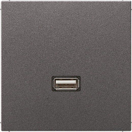 Jung Multimedia-Anschlusssystem USB 2.0, Serie LS, anthrazit (lackiertes Aluminium) MAAL1122AN