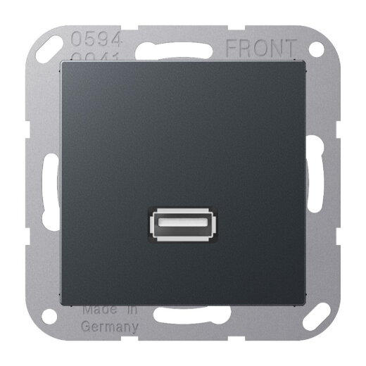 Jung Multimedia-Anschlusssystem USB 2.0, Serie A, anthrazit matt MAA1122ANM