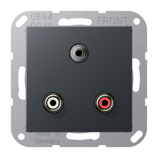 Jung Multimedia-Anschlusssystem Cinch Audio / Miniklinke 3,5 mm, Serie A, anthrazit matt MAA1011ANM