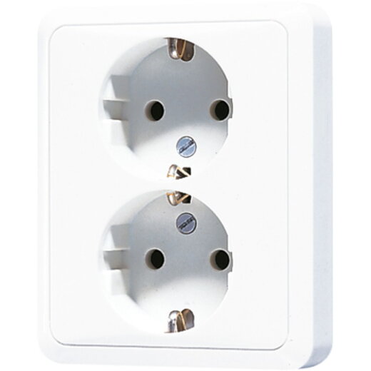 Jung SCHUKO®-Zweifach-Steckdose, 16 A 250 V ~, ohne Krallen, Duroplast, Serie CD, alpinweiß CD5020NWW