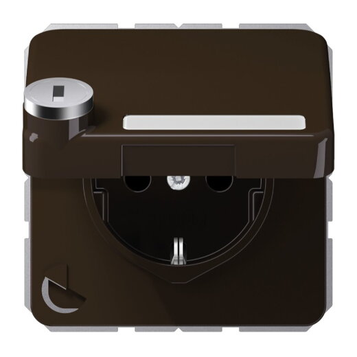 Jung SCHUKO Steckdose, 16 A 250 V ~, mit Sicherheitsschloss, Thermoplast, Serie CD, braun CD1520NAKLSLBR
