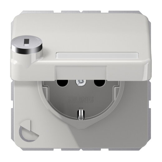 Jung SCHUKO Steckdose, 16 A 250 V ~, mit Sicherheitsschloss, Thermoplast, Serie CD, lichtgrau CD1520NAKLSLLG