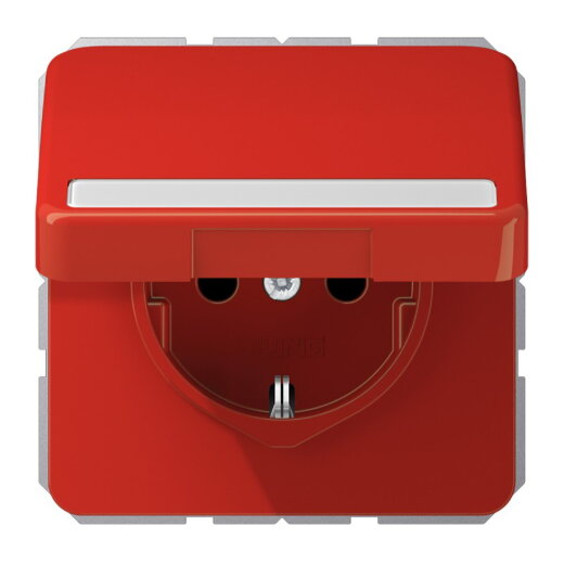 Jung SCHUKO Steckdose, 16 A 250 V ~, mit Schriftfeld, Thermoplast, Serie CD, rot CD1520BFNAKLRT