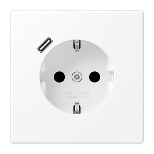 Jung SCHUKO Steckdose 16 A 250 V ~, mit USB-Ladegerät 1 x Typ C, SAFETY+, Serie LS, schneeweiß matt LS1520-18CWWM