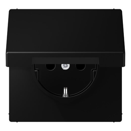 Jung SCHUKO Steckdose, 16 A 250 V ~, Klappdeckel, Thermoplast lackiert, Serie LS, graphitschwarz matt LS1520BFKLSWM