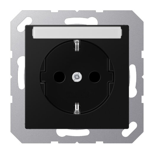 Jung SCHUKO Steckdose, 16 A 250 V ~, mit Schriftfeld, Thermoplast lackiert, Serie A, graphitschwarz matt A1520BFNASWM