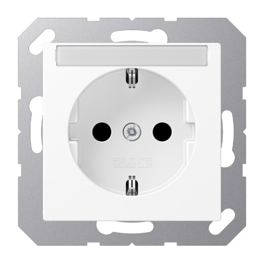 Jung SCHUKO Steckdose, 16 A 250 V ~, mit Schriftfeld, Thermoplast lackiert, Serie A, schneeweiß matt A1520BFNAWWM