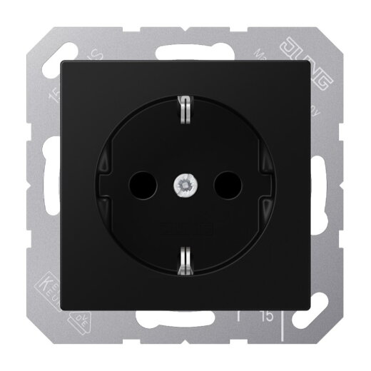 Jung SCHUKO Steckdose, 16 A 250 V ~, SAFETY+, Thermoplast lackiert, Serie A, graphitschwarz matt A1520BFKISWM