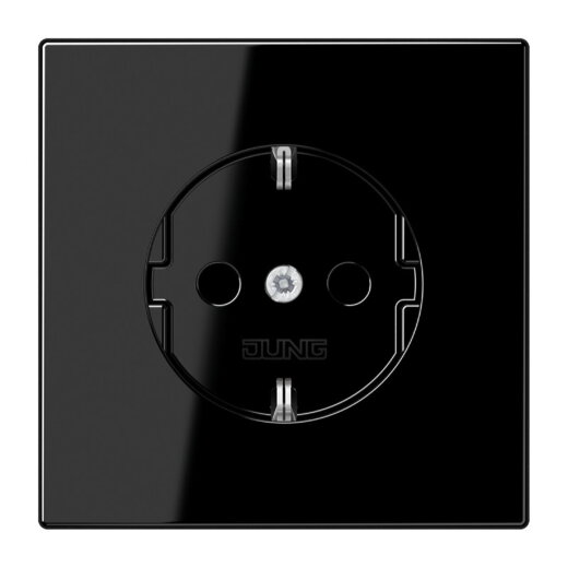 Jung SCHUKO Steckdose, 16 A 250 V ~, Schraubklemmen, Duroplast, Serie LS, schwarz LS1521SW