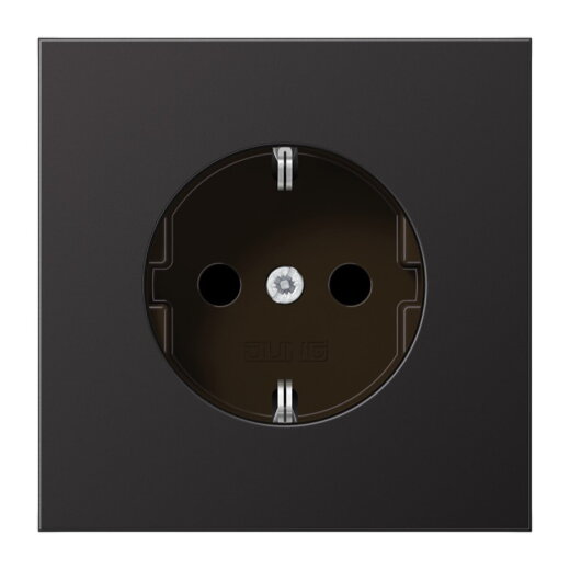Jung SCHUKO Steckdose, 16 A 250 V ~, Schraubklemmen, Aluminium lackiert, Serie LS, dark AL1521D