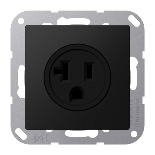 Jung Steckdose, US-Norm NEMA, 20 A 125 V ~, Schraubklemmen, ohne Krallen, Thermoplast lackiert, Serie A, graphitschwarz matt A521-20SWM