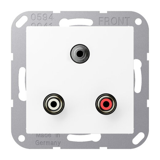 Jung Multimedia-Anschlusssystem Cinch Audio / Miniklinke 3,5 mm, Serie A, schneeweiß matt MAA1011WWM