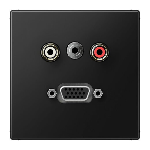 Jung Multimedia-Anschlusssystem Cinch Audio / Miniklinke 3,5 mm / VGA, Serie LS, graphitschwarz matt MALS1072SWM