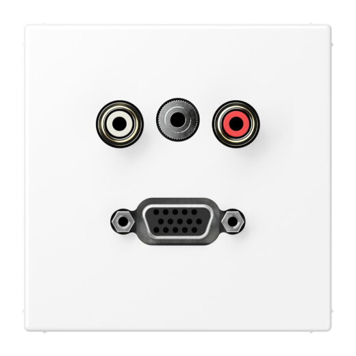 Jung Multimedia-Anschlusssystem Cinch Audio / Miniklinke 3,5 mm / VGA, Serie LS, schneeweiß matt MALS1072WWM