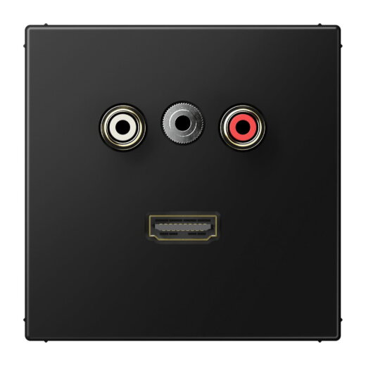 Jung Multimedia-Anschlusssystem Cinch Audio / Miniklinke 3,5 mm / HDMI, Serie LS, graphitschwarz matt MALS1082SWM