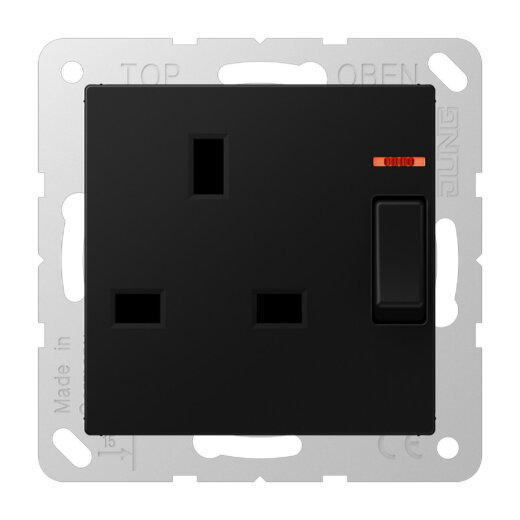 Jung Abschaltbare Steckdose mit Kontrollschalter, British Standard, 13 A 250 V ~, Schraubklemmen BS 1363-1, 4 mm2, A3171KOSWM