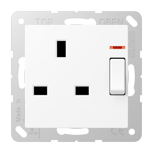 Jung Abschaltbare Steckdose mit Kontrollschalter, British Standard, 13 A 250 V ~, Schraubklemmen BS 1363-1, 4 mm2, A3171KOWWM