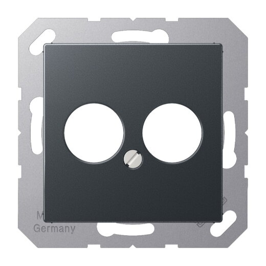 Jung Abdeckung für 2 Rundsteckverbinder bis 18,5 mm ?, Thermoplast lackiert, Serie A, anthrazit matt A562-2BFANM