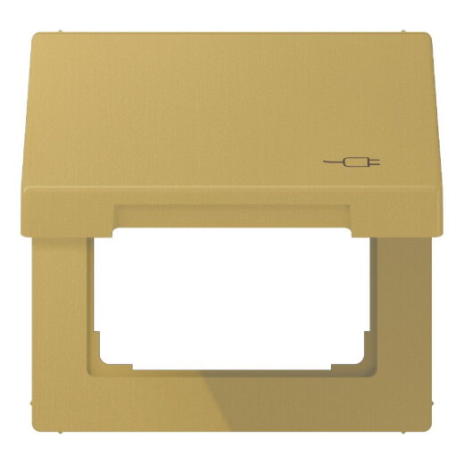 Jung Klappdeckel mit Rückstellfeder, mit Symbol Stecker, Messing, Serie LS, Messing classic ME2990KLSOCC