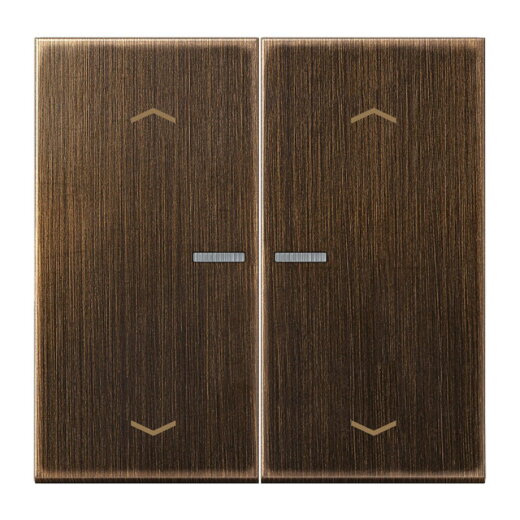 Jung Wippe mit Lichtleiter, mit Pfeilsymbolen für Taster 2fach, Messing, Serie LS, Messing antik ME102KO5PAT