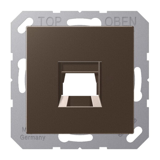 Jung Abdeckung (gerastet) für Modular-Jack-Steckbuchsen 1fach, Serie A, mokka A1569-1WEMO