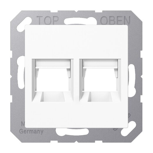 Jung Abdeckung (gerastet) für Modular-Jack-Steckbuchsen 2fach, Avaya, ohne Schriftfeld, Thermoplast, Serie AS/A, alpinweiß A1569-2ATWW